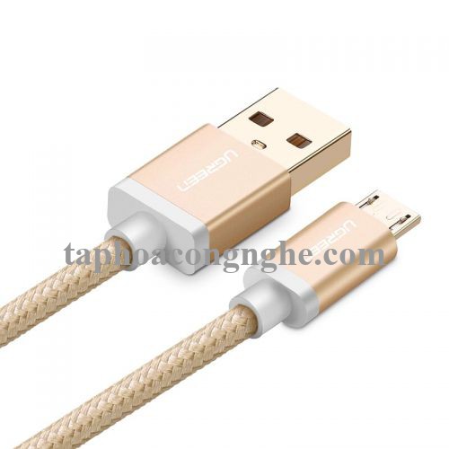 Ugreen 30659 0.5M màu Vàng Cáp sạc truyền dữ liệu USB 2.0 sang MICRO USB đầu mạ vàng US134 30030659